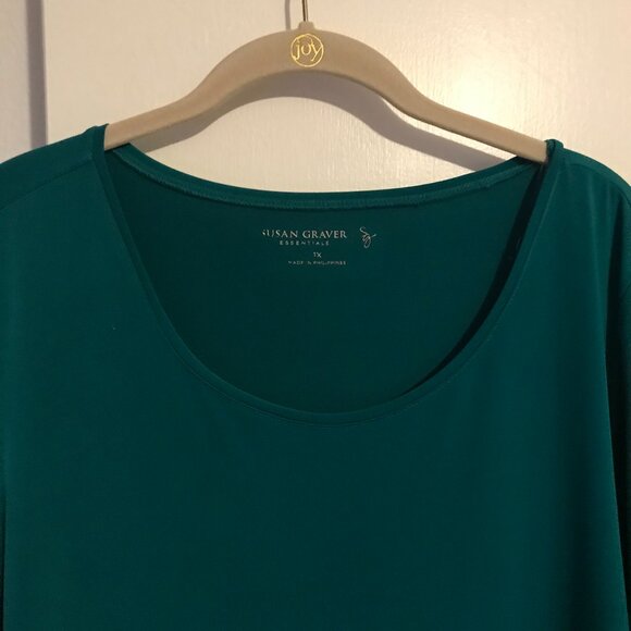 Susan Graver Essentials 1X tunic. Beautiful green. 3/4 sleeves. - Picture 4 of 6